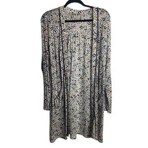 Logo by Lori Goldstein Size L Mesh Animal Print Open Front Duster Cardigan Tan
